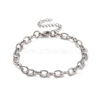 Non-Tarnish 304 Stainless Steel Cable Chain Bracelet for Men Women, Stainless Steel Color, 7-1/8 inch(18cm), Link: 8x6x1.2mm(BJEW-E031-01P-05)