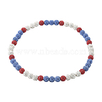 1Pc Polymer Clay Rhinestone Round Beaded Stretch Necklaces, Sapphire, 17.72 inch(45cm)(NJEW-SP0001-14G)