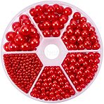Imitation Pearl Acrylic Beads, No Hole/Undrilled, Round, Red, 8x2cm(OACR-PH0001-05-WH)