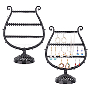 3-Tier PP Plastic Earring Display Stands, Tabletop Dangle Earring Organizer Holder, Wine Glass Shape, Black, Finished Product: 10.5x20.7x27cm, about 2pcs/set(EDIS-WH0012-28A)