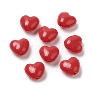 Opaque Acrylic Beads, Heart, Red, 9x9.5x5.5mm, Hole: 1.5mm, about 1650pcs/500g(OACR-C016-32M)