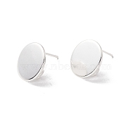 201 Stainless Steel Stud Earring Findings, with 316 Surgical Stainless Steel Pins and Vertical Loop, Flat Round, 925 Sterling Silver Plated, 12mm, Hole: 2.5mm, Pin: 0.7mm(STAS-P308-11S)