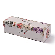 Handmade Printed Gift Box, Rectangle with Flower Pattern, White, 7-1/2x2-3/4x2 inch(19.1x7x5cm)(CON-A003-A-03A)