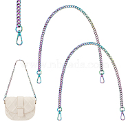 Elite 2Pcs Zinc Alloy Curb Chain Bag Handles, Alloy Swivel Clasp Bag Strap, Rainbow Color, 60cm, Link: 11.5x8x2.5mm(FIND-PH0009-82A)