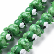 Opaque Handmade Bumpy Lampwork Beads Strands, Bear, Medium Sea Green, 19~20x14.5~16.5x16~17.5mm, Hole: 2mm, about 25pcs/strand, 10.79 inch(27.4cm)(LAMP-T007-19-A04)