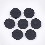Painted Wood Cabochons, Flat Round, Black, 20x2mm(WOOD-T021-17D)