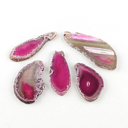 Dyed Mixed Shape Natural Agate Gemstone Big Pendants, Camellia, 39~85x26~62x5~6mm, Hole: 2mm(G-R300-08)