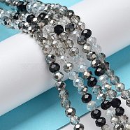 Glass Beads Strands, Faceted, Rondelle, Black, 4~4.5x3.5mm, Hole: 1mm, about 121~127pcs/strand, 16.61inch~17.20 inch(42.2~43.7cm)(X-EGLA-A034-M4mm-04)