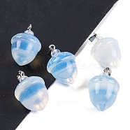 Opalite Pendants, Acorn Charms with 201 Stainless Steel Snap on Bails, Stainless Steel Color, 29~30x20mm, Hole: 6x3mm(G-Q172-08P-07)