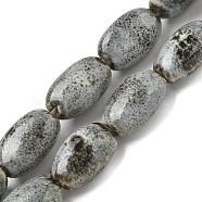 Handmade Porcelain Beads Strands, Oval, Gray, 17~17.5x7~11mm, Hole: 1.4mm, about 22pcs/strand, 14.76~15.04''(37.5~38.2cm)(PORC-B002-18C)