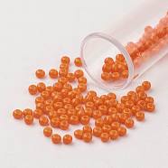 11/0 Grade A Round Glass Seed Beads, Baking Paint, Coral, 2.3x1.5mm, Hole: 1mm, about 48500pcs/pound(SEED-N001-A-1004)