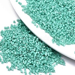 11/0 Grade A Baking Paint Glass Seed Beads, Cylinder, Uniform Seed Bead Size, Opaque Colours Luster, Medium Turquoise, about 1.5x1mm, Hole: 0.5mm, about 2000pcs/10g(X-SEED-S030-1038)