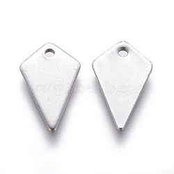 304 Stainless Steel Charms, Rhombus, Stainless Steel Color, 15x9x1mm, Hole: 1.2mm(STAS-E474-13)