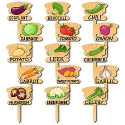 Wood Plant Labels, for Seed Potting, Herbs, Flowers, Vegetables, Name, Vegetables, 70x50x3mm, 15pcs/set(WOOD-WH0500-009)