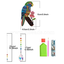 Parrot DIY Diamond Painting Pendant Decoration Kits, Including Resin Rhinestones, Pen, Tray & Glue Clay, Colorful, 150x85mm(PW-WGF3E0B-01)