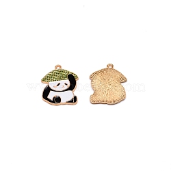 Alloy Pendants, with Enamel, Panda, Golden, 28x24x1.6mm, Hole: 1.8mm(ENAM-WH0059-06G)