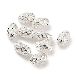 Brass Filigree Beads, Oval, Silver Color Plated, 8x5mm, Hole: 1.5mm(KK-H737-8x5mm-S)