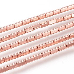 Electroplated Non-magnetic Synthetic Hematite Beads Strands, Long-Lasting Plated, Triangular Prism, Rose Gold Plated, 5x3mm, Hole: 1mm, about 80pcs/strand, 16.22 inch(41.2cm)(G-M359-07RG)