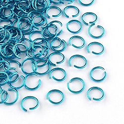 Aluminum Wire Open Jump Rings, Deep Sky Blue, 18 Gauge, 10x1.0mm, about 16000pcs/1000g(ALUM-R005-1.0x10-16)