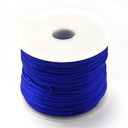 Nylon Thread, Rattail Satin Cord, Blue, 1.0mm, about 76.55 yards(70m)/roll(NWIR-R025-1.0mm-368)