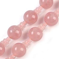 Natural Rose Quartz 3-Hole Guru Beads Strands, for Buddhist Jewelry Making, T-Drilled Beads, Gourd, 22.5x14mm, Hole: 2mm and 3mm(G-H064-E01-02)