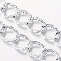 Aluminium Twisted Chains Curb Chains, Unwelded, Silver Color, Link: about 15x20mm(CHF003Y-15)