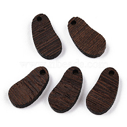Natural Wenge Wood Pendants, Undyed, Bean Charms, Coconut Brown, 18.5x9.5x3.5mm, Hole: 1.8mm(WOOD-T023-89)