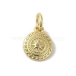 Brass Micro Pave Cubic Zirconia Charms, Real 18K Gold Plated, Sun Charms, Clear, 10x8x1mm, Hole: 3mm(KK-M283-23C-01)