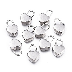 304 Stainless Steel Pendants, Heart Lock, Stainless Steel Color, 18.5x11.5x5.8mm, Hole: 7.5x4.5mm(STAS-K207-56P-A)