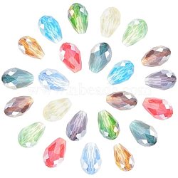 AB-Color Plated Glass Beads, Faceted, teardrop, Mixed Color, 11~12x8mm, Hole: 1mm, 200pcs/box(EGLA-NB0001-08)