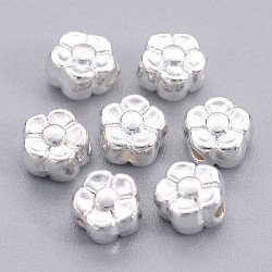 Tibetan Style Alloy Beads, Lead Free & Cadmium Free & Nickel Free, Silver Color, Flower, 5x5x3mm, Hole: 1mm(TIBEB-LF0071Y-S-FF)