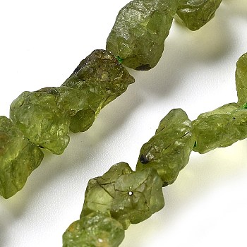 Raw Rough Natural Peridot Beads Strands, Nuggets, 8.5~13.5x6.5~9x5~7mm, Hole: 0.9mm, about 18~21pcs/strand, 7.28''~7.87''(18.5~20cm)