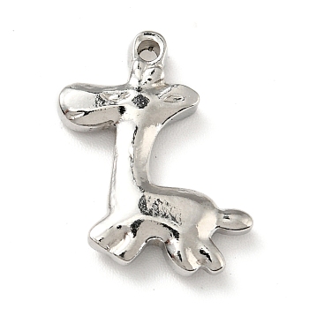 201 Stainless Steel Machine Polishing Pendants, Giraffe, Stainless Steel Color, 18.5x15x3mm, Hole: 1.5mm