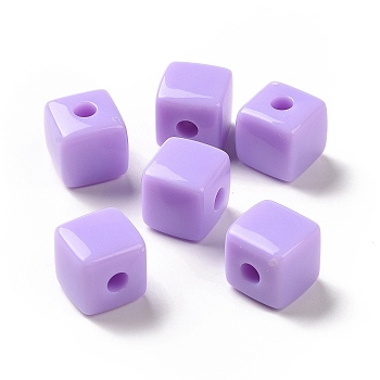Opaque Acrylic Beads, Cube, Lilac, 12.2x12.2x12.2mm, Hole: 3.7mm, about 288pcs/500g