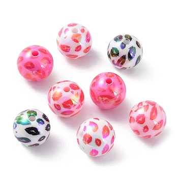 UV Plating Opeque Acrylic Beads, Iridescent, Round, Mixed Color, 15.5x15mm, Hole: 2.5mm
