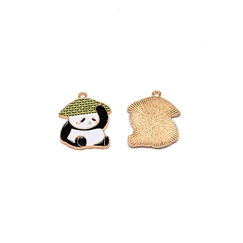 Alloy Pendants, with Enamel, Panda, Golden, 28x24x1.6mm, Hole: 1.8mm