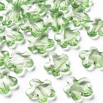 Transparent Acrylic Beads, Faceted, Flower, Lime Green, 18.5x18.5x5.5mm, Hole: 1.2mm, about 470pcs/500g