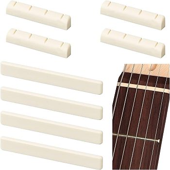 CHGCRAFT 8Pcs 2 Style Plastic Electric Guitar Nuts & Bridge Saddle, Vintage Style, Beige, 35~60x6.5~8x3~5mm, 4pcs/style