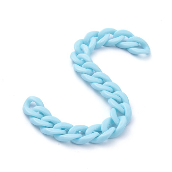 Handmade Opaque Acrylic Curb Chains, Deep Sky Blue, Links: 19x13.5x4.5mm, 39.37 inch(1m)/strand