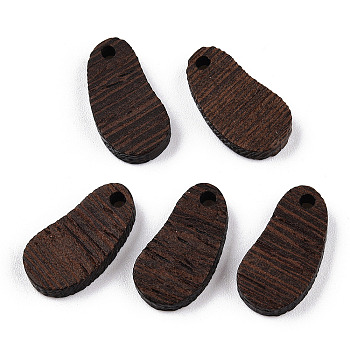 Natural Wenge Wood Pendants, Undyed, Bean Charms, Coconut Brown, 18.5x9.5x3.5mm, Hole: 1.8mm