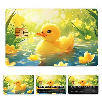 Plastic Waterproof Card Stickers, Self-adhesion Card Skin for Bank Card Decor, Rectangle, Duck, 140x190mm