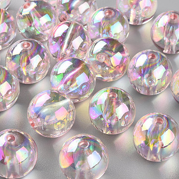 Transparent Acrylic Beads, AB Color Plated, Round, Pink, 20x19mm, Hole: 3mm, about 111pcs/500g