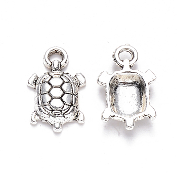 Tibetan Style Alloy Charms, Tortoise, Cadmium Free & Lead Free, Antique Silver, 14.5x9x2.5mm, Hole: 1.5mm, about 2270pcs/1000g