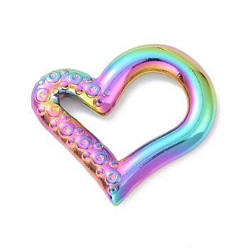 Ion Plating(IP) Rainbow Color 304 Stainless Steel Linking Rings, Asymmetrical Heart, 17.5x21x2.5mm, Inner Diameter: 5.5x14mm