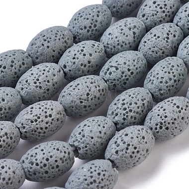12mm Gray Oval Lava Beads