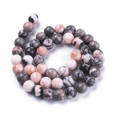 Natural Pink Zebra Jasper Beads Strands(G-K410-04-8mm)-2