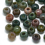 Natural Indian Agate Beads, Large Hole Beads, Rondelle, 12x10mm, Hole: 5mm(G-T092-12mm-05)