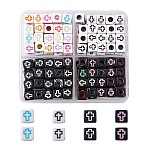 160Pcs 4 Styles Craft Style Acrylic Beads, Cube, Mixed Color, 6x6x6mm, Hole: 3mm, 40pcs/style(MACR-YW0002-73)