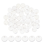 40Pcs 925 Sterling Silver Charms, Blank Flat Round, with 1Pc Suede Fabric Square Silver Polishing Cloth, Silver, 4x0.5mm, Hole: 0.7mm(STER-DC0001-40)