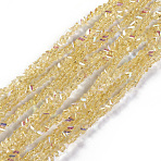 Electroplate Glass Beads Strands, AB Color Plated, Triangle, Champagne Yellow, 2.2~3x3~4.7x2~3mm, Hole: 0.7mm, about 150~155pcs/strand, 10.2"~11.02"(26~28cm)(EGLA-E057-01A-02)